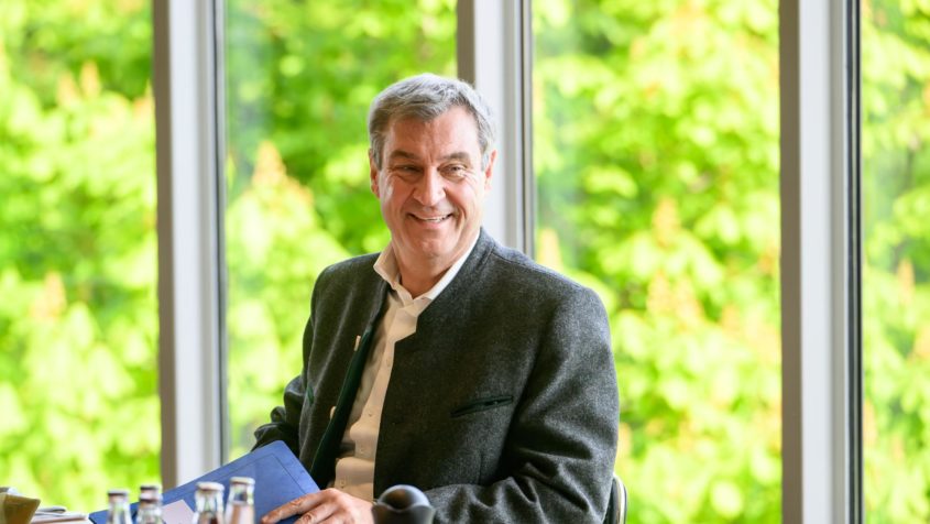 Ministerpräsident Dr. Markus Söder leitet die Sitzung des Ministerrates.