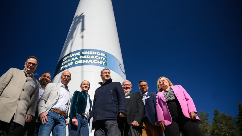 Ministerpräsident Dr. Markus Söder beim Spatenstich 2.0 für den Bürgerwindpark Linden-Hohenroth der Naturenergie Zeilinger GmbH.