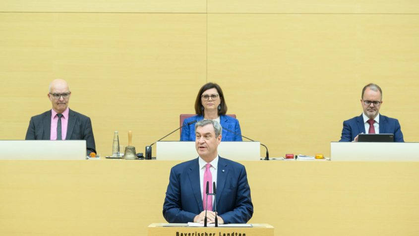 Ministerpräsident Dr. Markus Söder hält am 21. Mai 2026 vor dem Bayerischen Landtag eine Regierungserklärung.